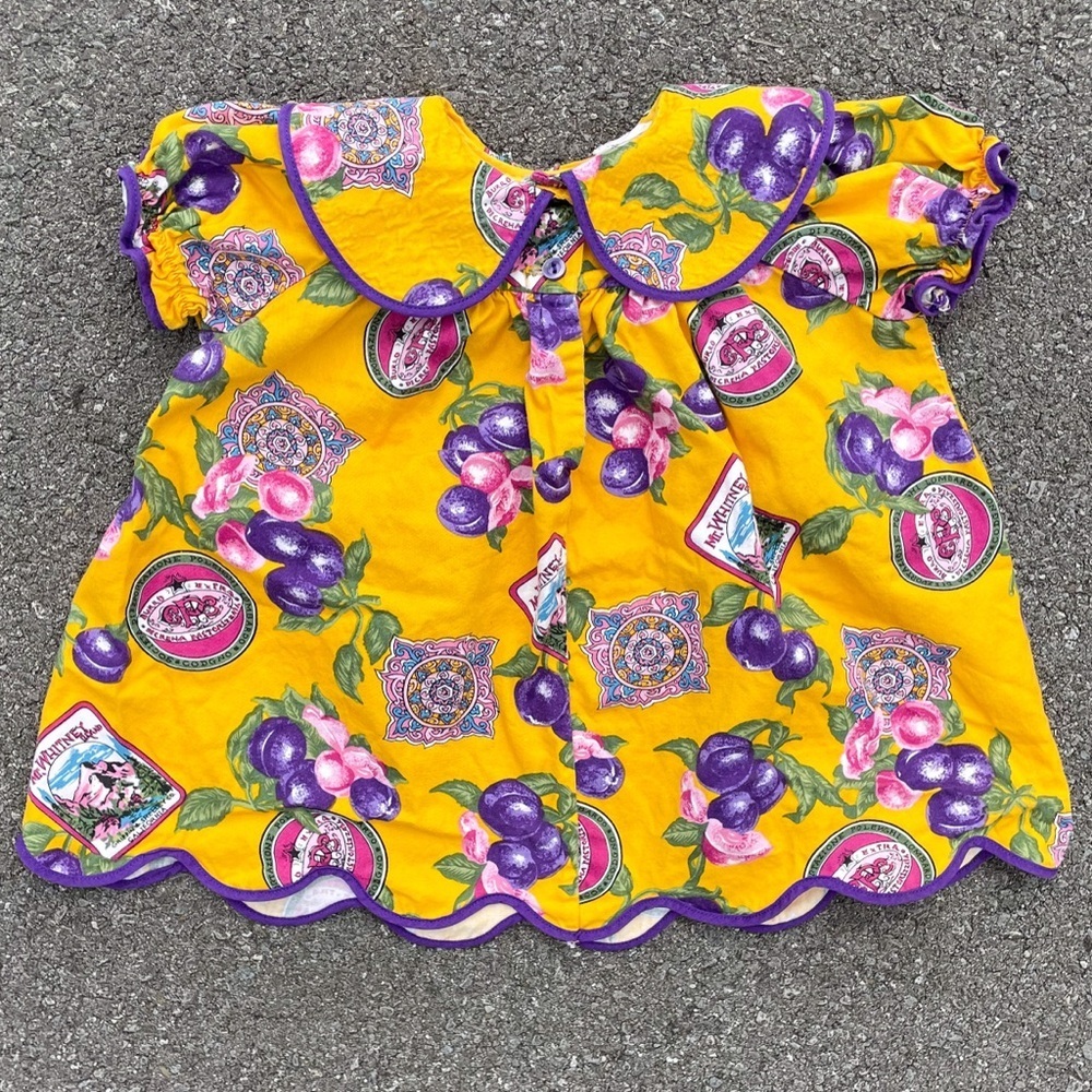 Mt. Whitney Cali Fruit Vtg Elvira Vali Collared Top Youth (30M) 14.75” x 16” - Picture 2 of 10